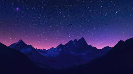 Stunning nocturnal mountain landscape featuring a star filled sky