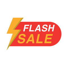 vector flat flash sale logo with lightning image