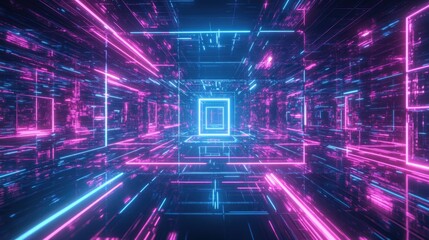 Fototapeta premium Captivating Maze of Neon Lines Depicting a Futuristic View Background