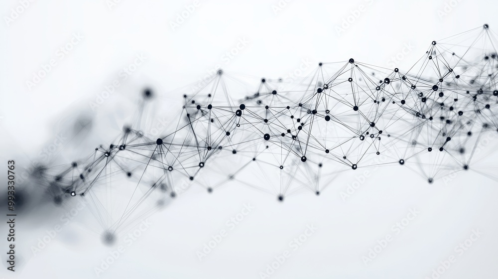 Poster an abstract white futuristic background with connecting dots and lines on a white background. render