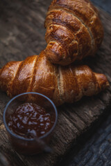 croissant on a wooden table