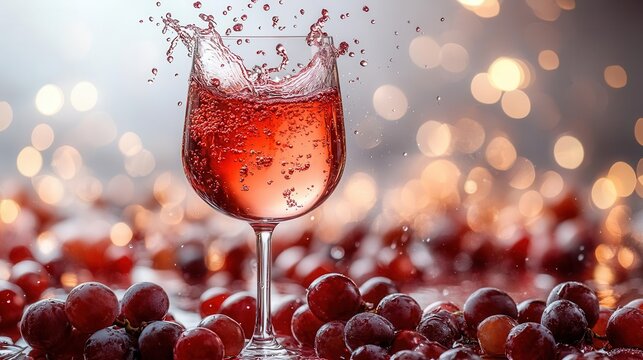 luxurious red wine splashing into a glass against a crisp white background showcasing elegance and indulgence in an artistic composition