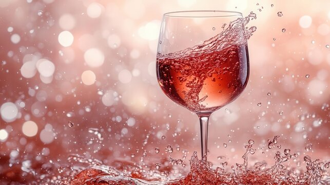 luxurious red wine splashing into a glass against a crisp white background showcasing elegance and indulgence in an artistic composition