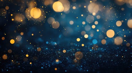 Fototapeta premium Dark festive background adorned with golden sparkles providing a creative blank space for seasonal projects and design concepts