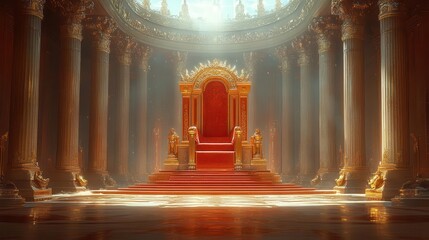 Obraz premium majestic kings throne illustration richly decorated and set against a regal backdrop exuding power and authority while inviting the viewer into a royal narrative