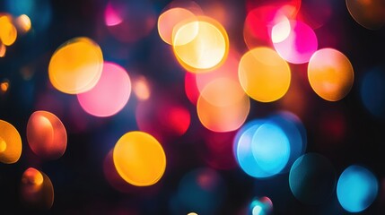 Obraz premium Abstract blurred colorful lights on a dark background featuring defocused hues for decorative effect