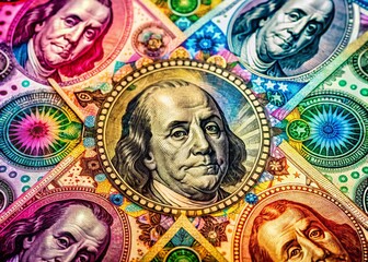 Obraz premium Intricate Patterns of Currency: A Creative Exploration of Money's Design and Form in Stock Images