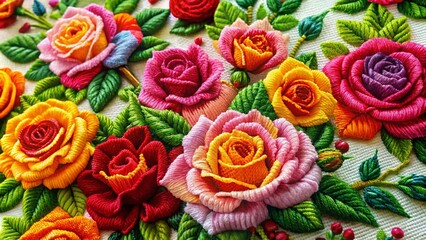 Intricate Rose Embroidery Pattern for Printable Craft Projects and Needlework Enthusiasts