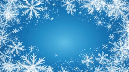 Winter Wonderland Background with White Snowflakes on a Blue Sky - Festive Winter Design