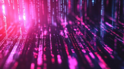 Abstract Pink and Blue Digital Data Stream Background - Futuristic Technology Concept