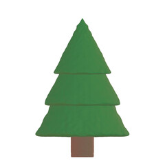 正面から見たモミの木の3Dイラスト