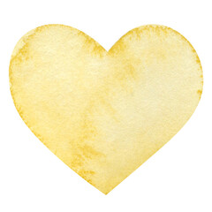 Yellow watercolor heart isolated on white background. Watercolor illustration