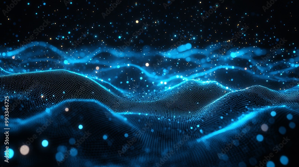 Aufkleber 3D rendering of points and lines connected by a network. Data technology. Digital background.