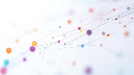 Vibrant network of connected nodes featuring colorful dots against a softly blurred white backdrop
