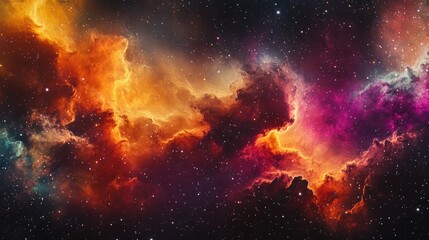 Fototapeta premium Nebulae stars and galaxies in the cosmos An abstract depiction of outer space featuring vibrant plasma and swirling clouds