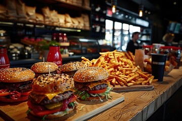 Fototapeta premium Delicious Burgers and Fries