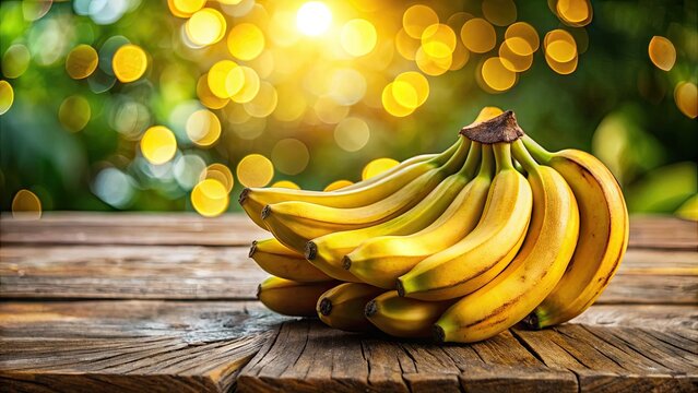 Vibrant cambur bananas sit on a wooden table, perfect for healthy snacking and inspiring delicious culinary creations. Freshness meets versatility in every bite.