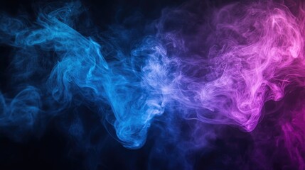Vibrant misty smoke in shades of blue and purple against a dark backdrop