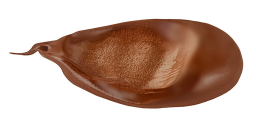 Chocolate Smear Isolated. Melted Chocolate spread on white background.  Chocolate Hazelnut paste top view, flat lay .
