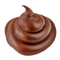 Swirl of chocolate cream isolated on white background. Melted chocolate spread. Twisted cocoa paste spreading