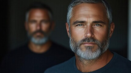 Obraz premium portrait of a man before and after hair loss treatment showcasing transformations in appearance due to stress or health issues with a focus on emotional impact