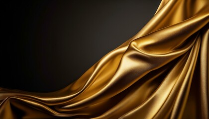 Fototapeta premium Luxurious Golden Silk Fabric with Soft Glowing Folds