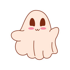 Groovy Character Ghost Halloween Vector Illustration.
