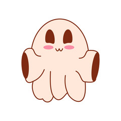 Groovy Character Ghost Halloween Vector Illustration.