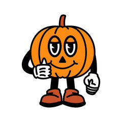 Halloween Pumpkin Retro Character Illustration
