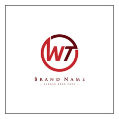 Creative Logo for Initials WT in Monogram Style - Vector Template for Initial Letter W and T