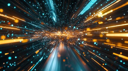 Naklejka premium Data packets moving rapidly through digital channels