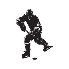 Fototapeta premium silhouette of people playing hockey, Playing ice hockey, Abstract silhouette of a hockey player on white background