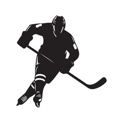 Fototapeta premium silhouette of people playing hockey, Playing ice hockey, Abstract silhouette of a hockey player on white background