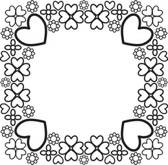 black and white floral frame