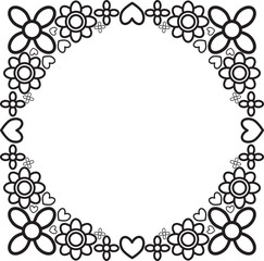 black and white floral frame