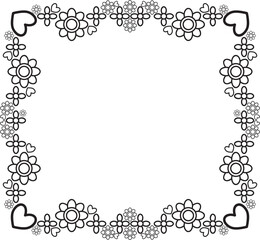 black and white floral frame