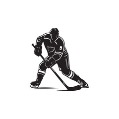silhouette of people playing hockey, Playing ice hockey, Abstract silhouette of a hockey player on white background