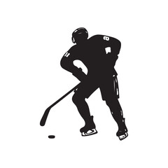 Obraz premium silhouette of people playing hockey, Playing ice hockey, Abstract silhouette of a hockey player on white background