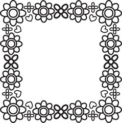 black and white floral frame