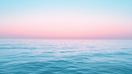 Obraz premium serene ocean view with gradient from light blue to soft pink, creating calming atmosphere. gentle waves reflect soothing colors of sky, inviting tranquility