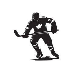 Fototapeta premium silhouette of people playing hockey, Playing ice hockey, Abstract silhouette of a hockey player on white background