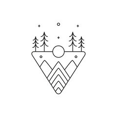 mountain line logo design minimalist vector