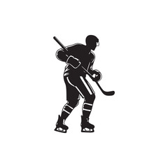 Fototapeta premium silhouette of people playing hockey, Playing ice hockey, Abstract silhouette of a hockey player on white background