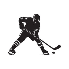 silhouette of people playing hockey, Playing ice hockey, Abstract silhouette of a hockey player on white background