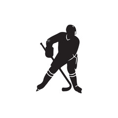 Obraz premium silhouette of people playing hockey, Playing ice hockey, Abstract silhouette of a hockey player on white background
