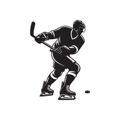 Naklejka premium silhouette of people playing hockey, Playing ice hockey, Abstract silhouette of a hockey player on white background