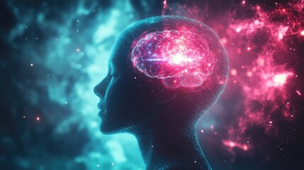 Harmonious Minds Exploring Brain Synchronization Through Futuristic Aesthetics and Neural Pathways