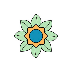 Retro flower decoration, Vector illustration.