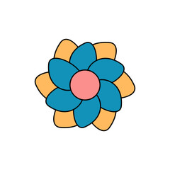 Retro flower decoration, Vector illustration.