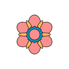 Retro flower decoration, Vector illustration.